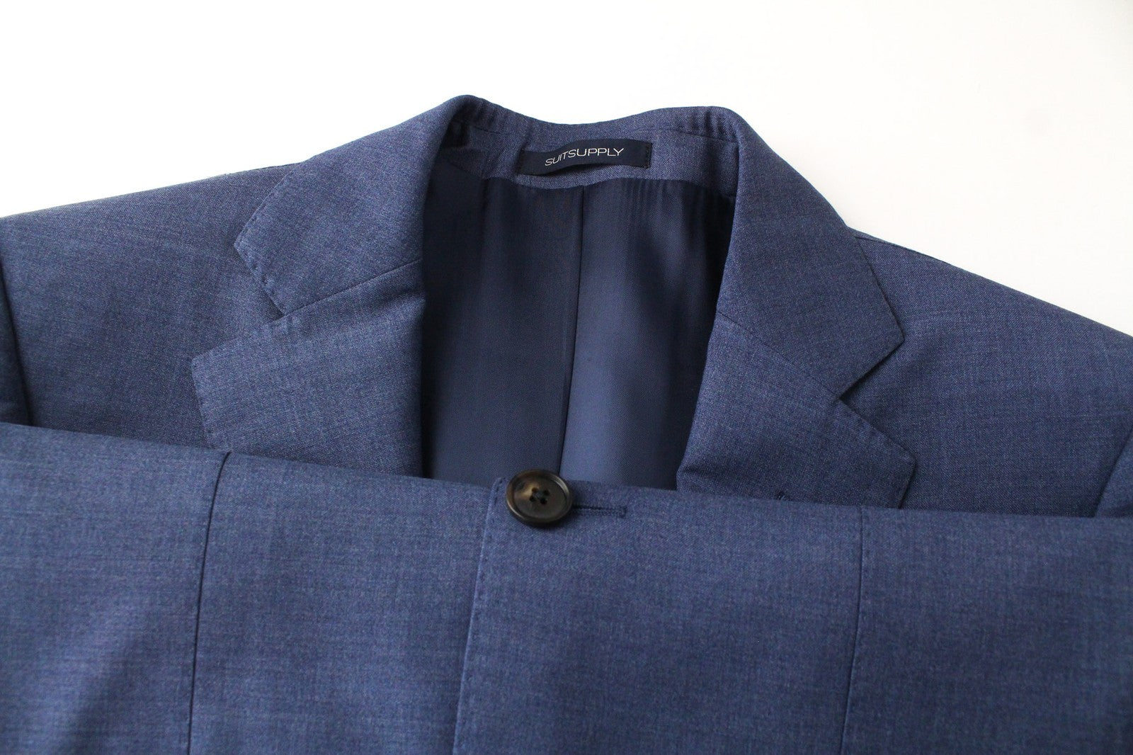 SUITSUPPLY Napoli Men Suit UK32R Blue 2-Piece Traceable Wool S110s Melange