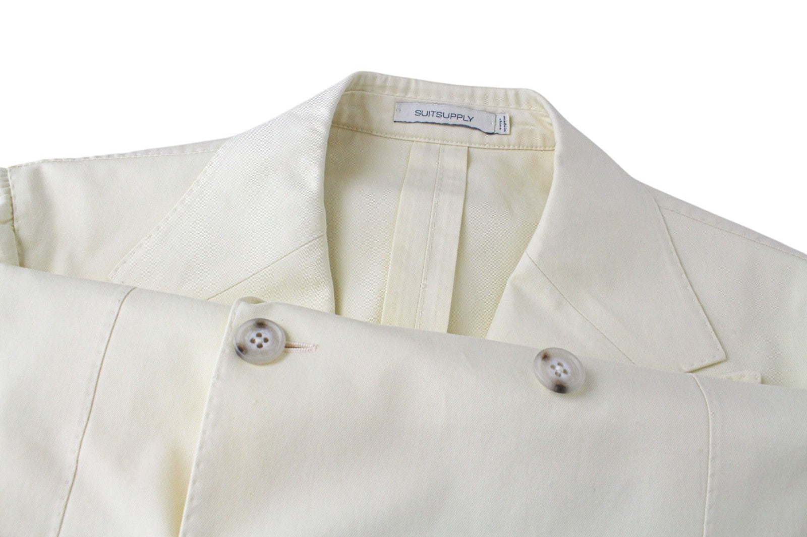 SUITSUPPLY Havana Men Suit UK38R Yellow 2-Piece Two-Row Slim Unlined Cotton