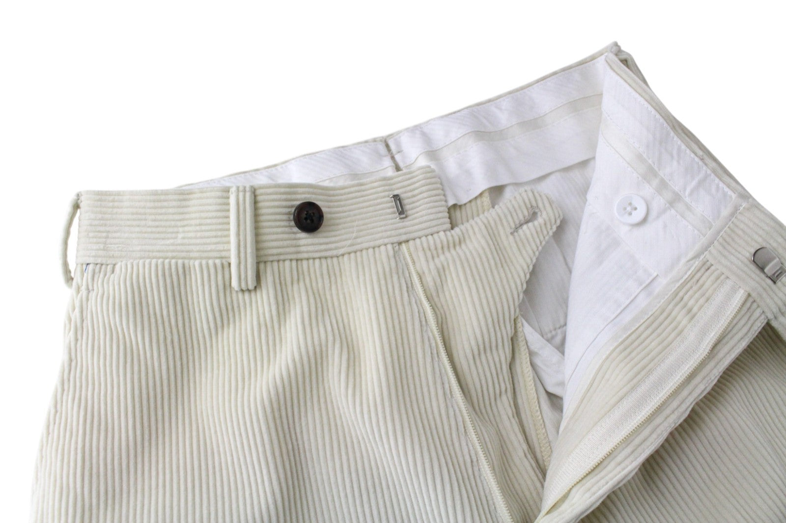 SUITSUPPLY La Spalla Men Suit UK30R Beige 2Pc Two-Row Slim Cotton Velvet Cord