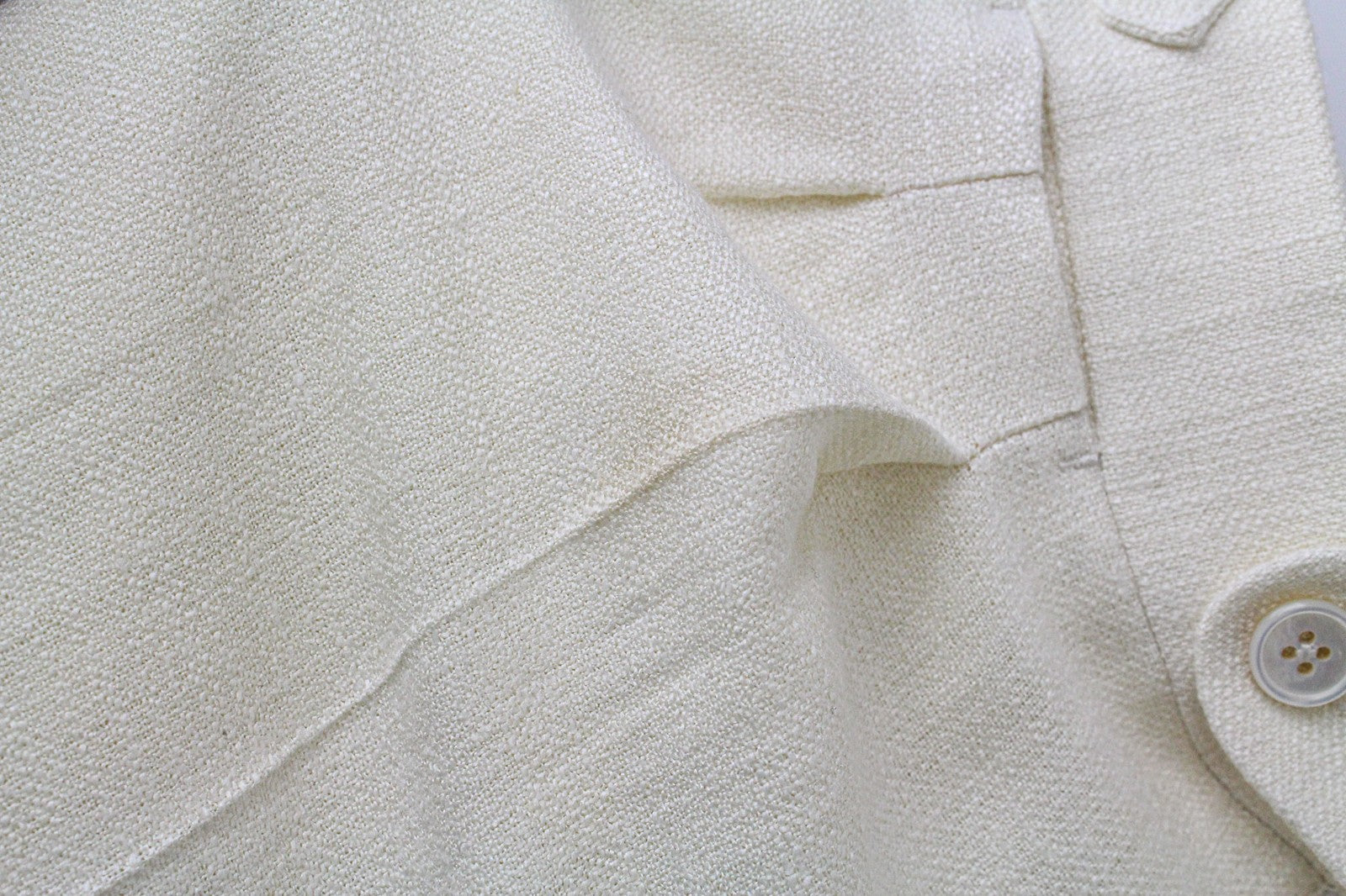 SUITSUPPLY La Spalla Men Suit UK30R Off-White 2-Piece Two-Row Slim Silk Linen