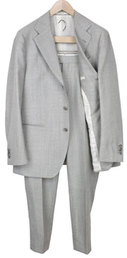 SUITSUPPLY Havana Jetted Men Suit UK44R Grey 2-Piece Slim Melange Pure Wool