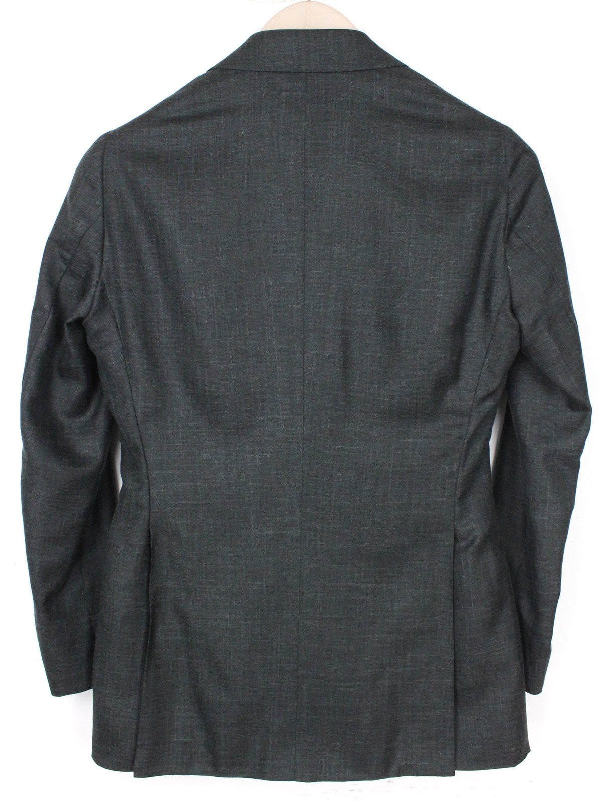 SUITSUPPLY La Spalla Men Suit UK30R Green 2Pc Silk Cashmere Linen Two-Row Slim