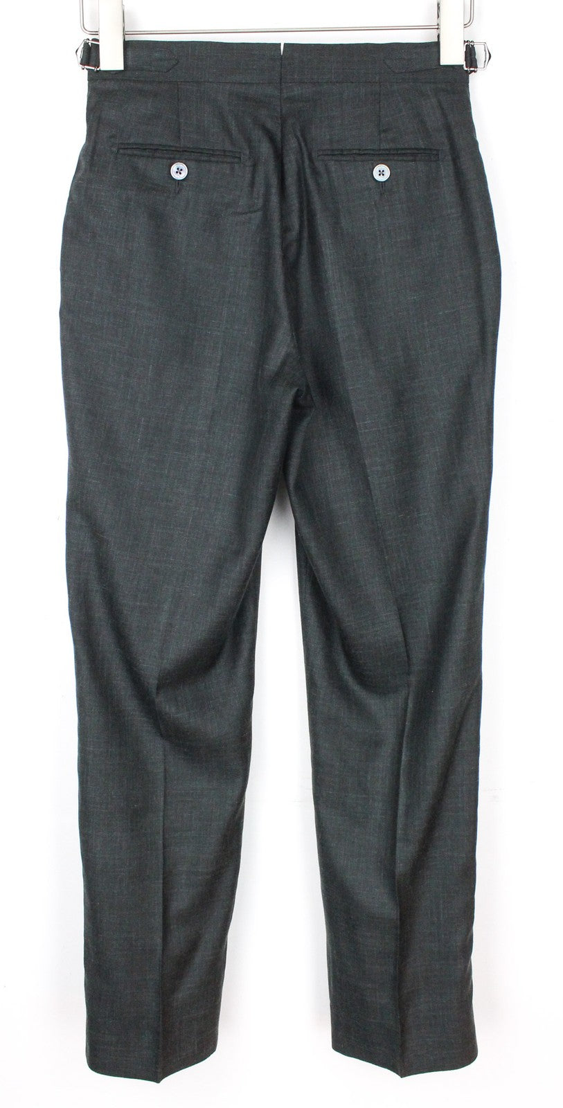 SUITSUPPLY La Spalla Men Suit UK30R Green 2Pc Silk Cashmere Linen Two-Row Slim