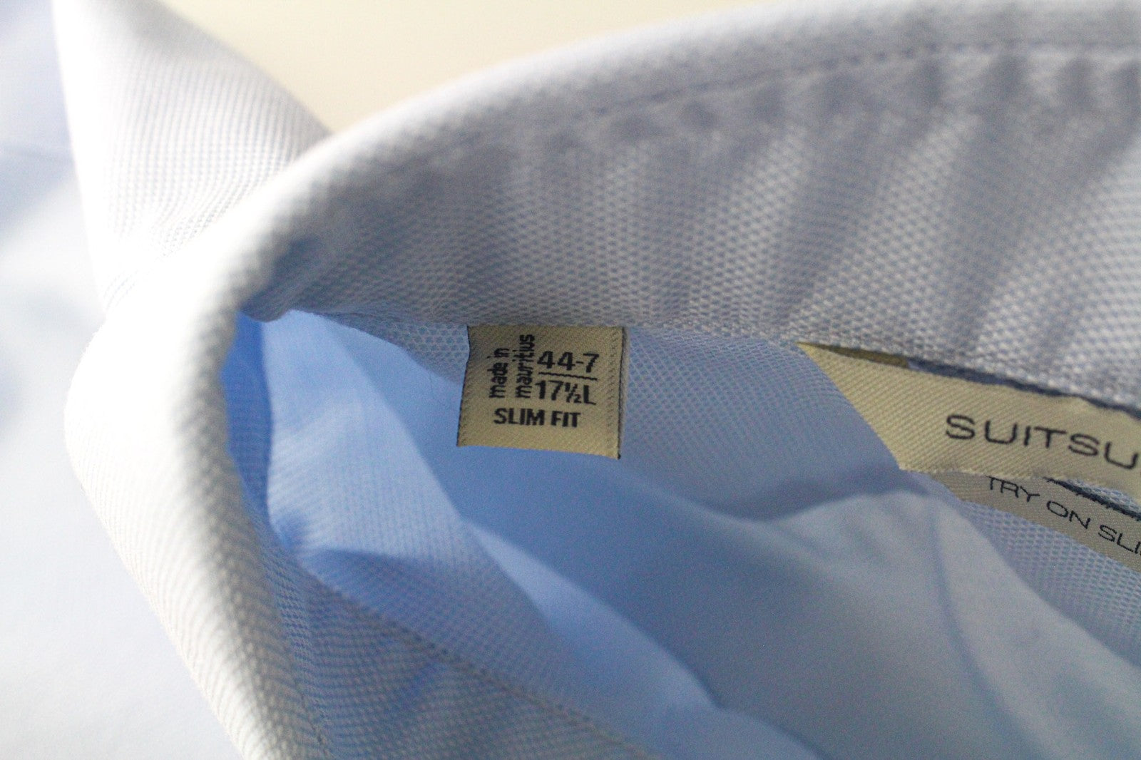 SUITSUPPLY Men Shirt 44-7/17 1/2L Slim Blue Pure Cotton Button-Up Twill
