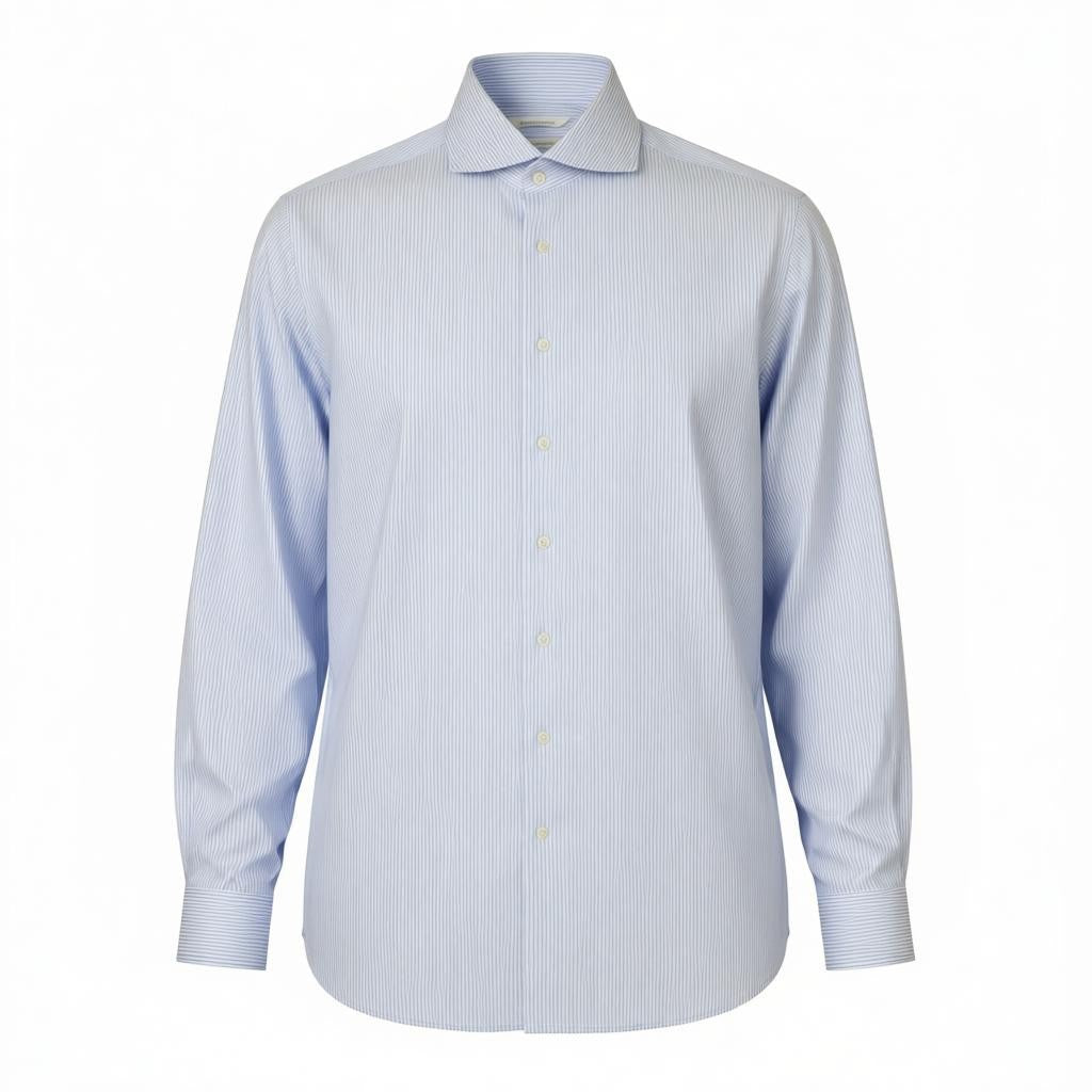 SUITSUPPLY Men Shirt 40L/15 3/4L Extra Slim Blue Pure Cotton Striped Long Sleeve