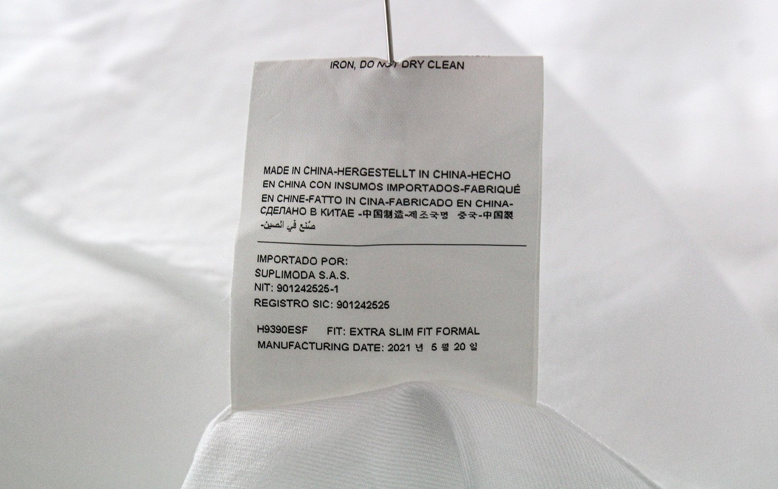 SUITSUPPLY Men Shirt 37/14 1/2 Extra Slim White Pure Egyptian Cotton Twill