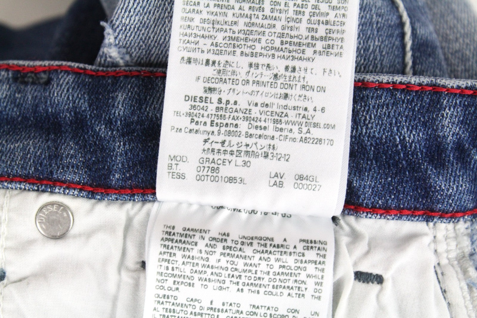 DIESEL Gracey 084GL Women Jeans W26/L30 Super Slim Skinny Cotton Stretch Blue