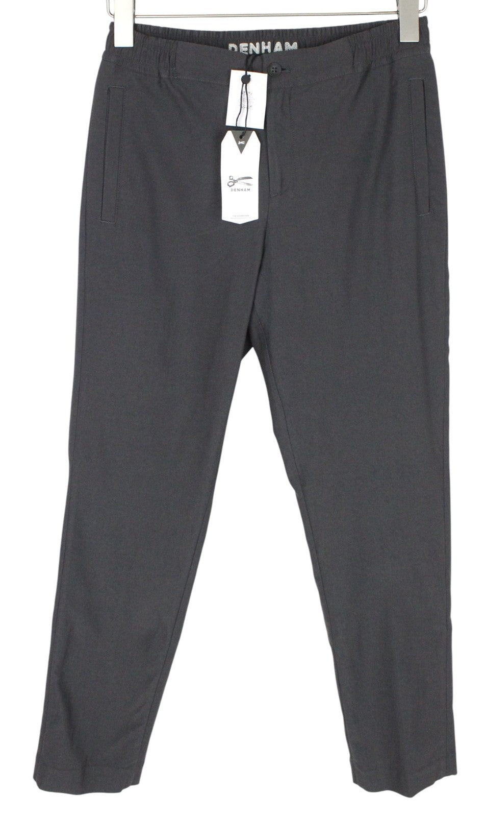 DENHAM Preston Women Trousers S Grey Stretch Pleated Front Classic Zipped