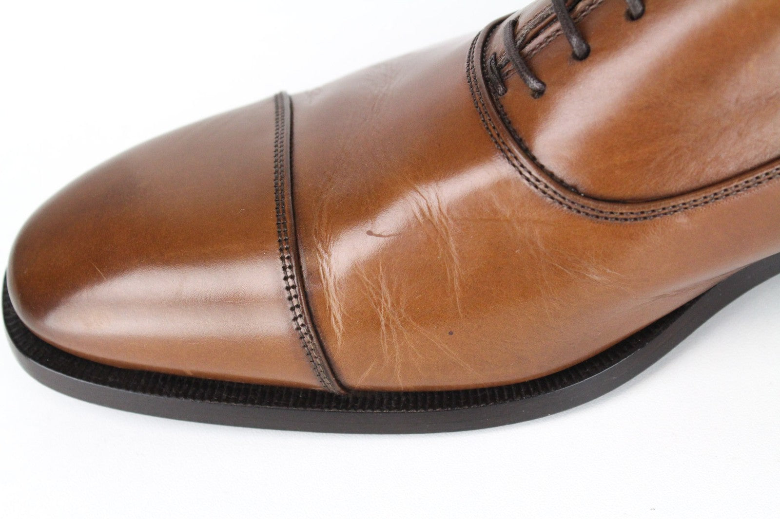 SUITSUPPLY Men Formal Shoes EU42 Brown Genuine Leather Classic Laced Low-Top