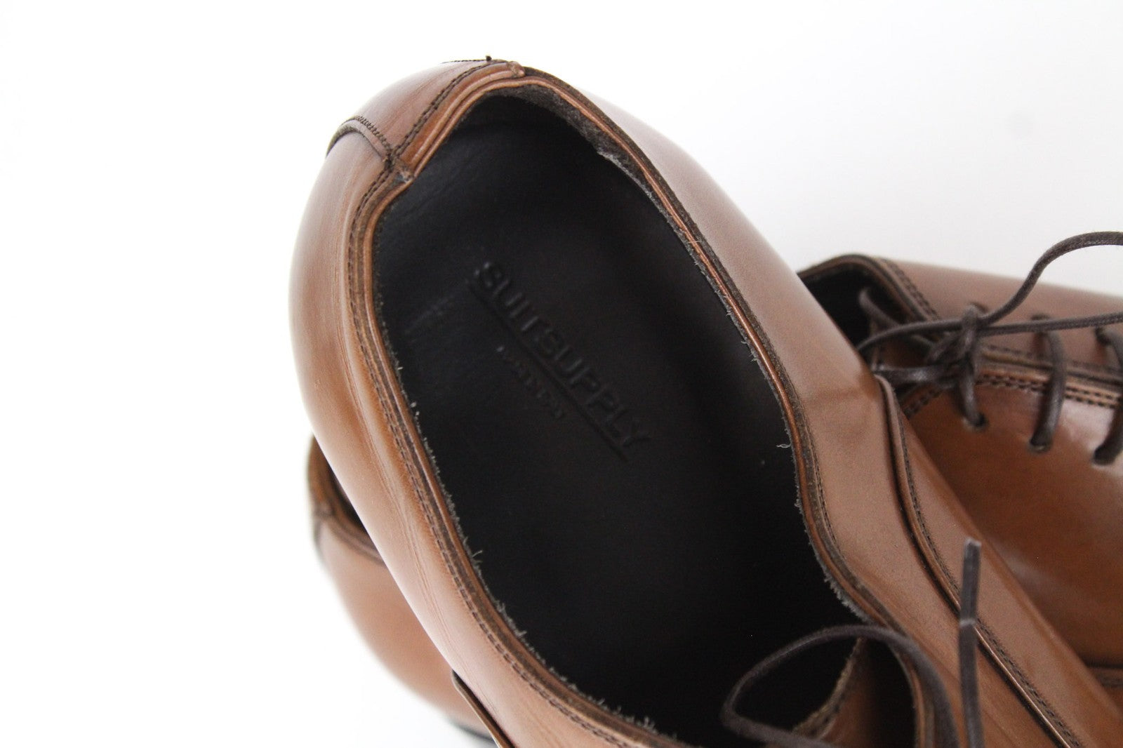 SUITSUPPLY Men Formal Shoes EU42 Brown Genuine Leather Classic Laced Low-Top