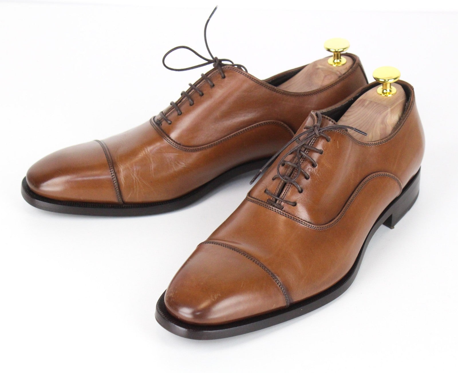 SUITSUPPLY Men Formal Shoes EU42 Brown Genuine Leather Classic Laced Low-Top