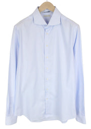 SUITSUPPLY Men Shirt 44L/17 1/2L Extra Slim Blue Pure Cotton Striped Button-Up