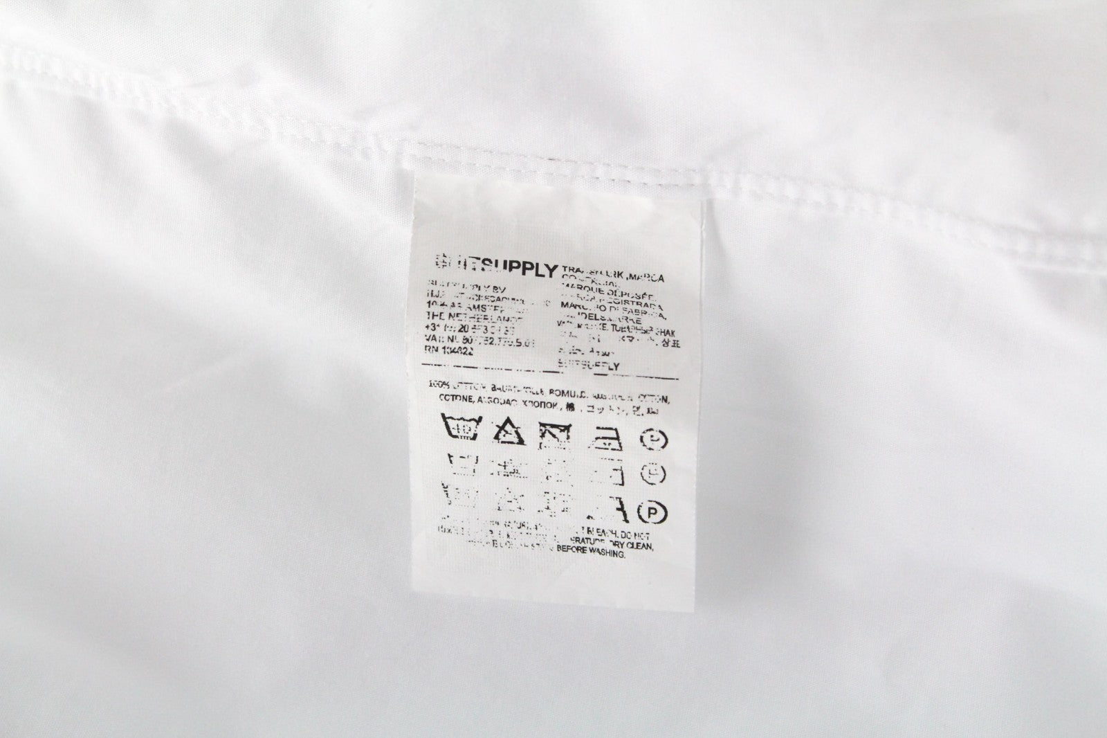 SUITSUPPLY Men Shirt 46/18 Slim White Pure Cotton Button-Up Twill Classic