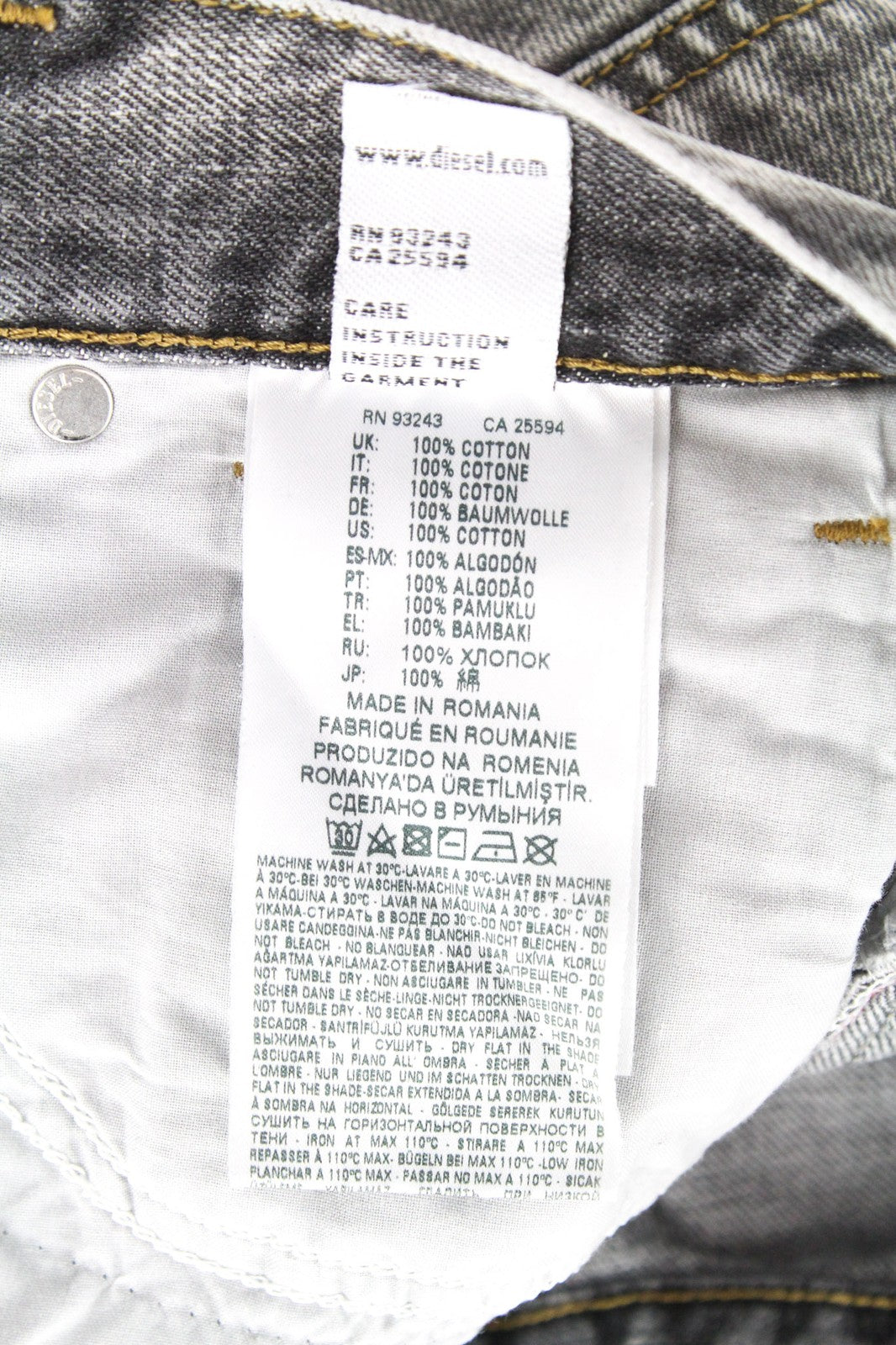 DIESEL Widee 8880X Women Jeans W23/L30 Girls Straight Fit Pure Cotton Grey