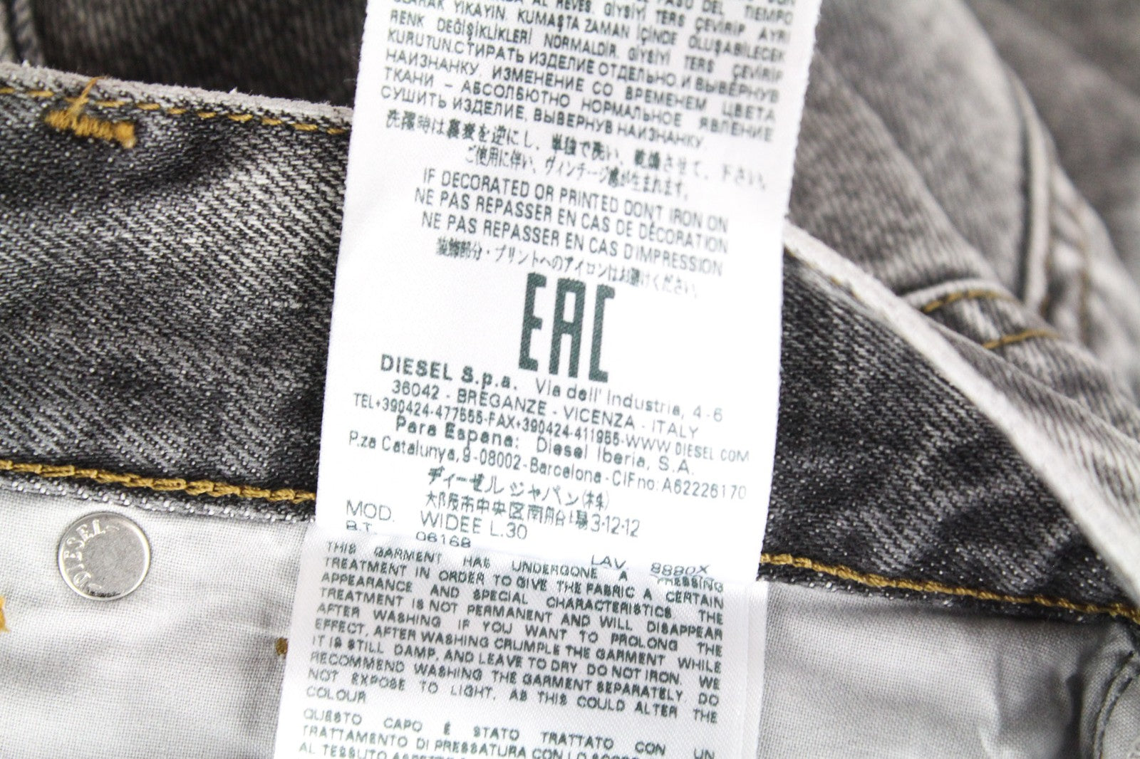 DIESEL Widee 8880X Women Jeans W23/L30 Girls Straight Fit Pure Cotton Grey