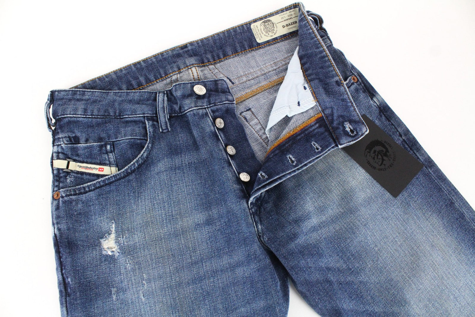 DIESEL D-Bazer 0870H Men Jeans W29/L32 Tapered Blue Cotton Stretch Button-Fly