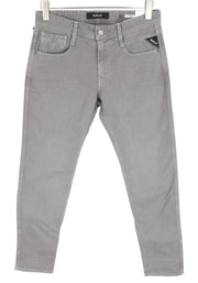 REPLAY Anbass Men Jeans W30/L34 Grey Slim Cotton Stretch 5-Pockets Denim
