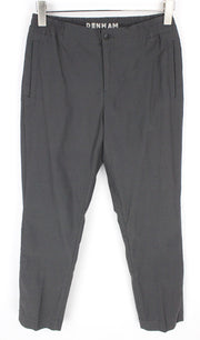 DENHAM Preston Women Trousers S Grey Stretch Pleated Front Slit Pocket