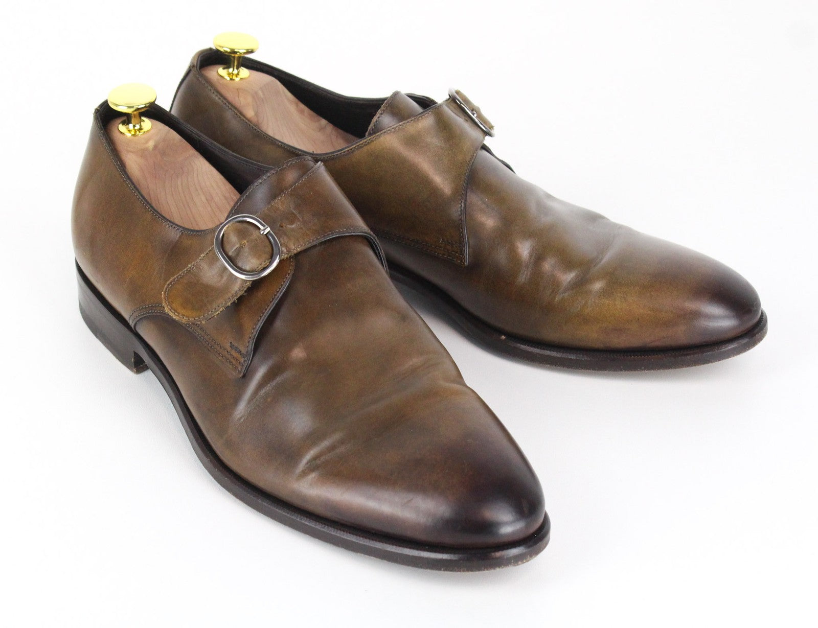 SUITSUPPLY Men Formal Shoes EU43 Brown Genuine Leather Buckled Low-Top