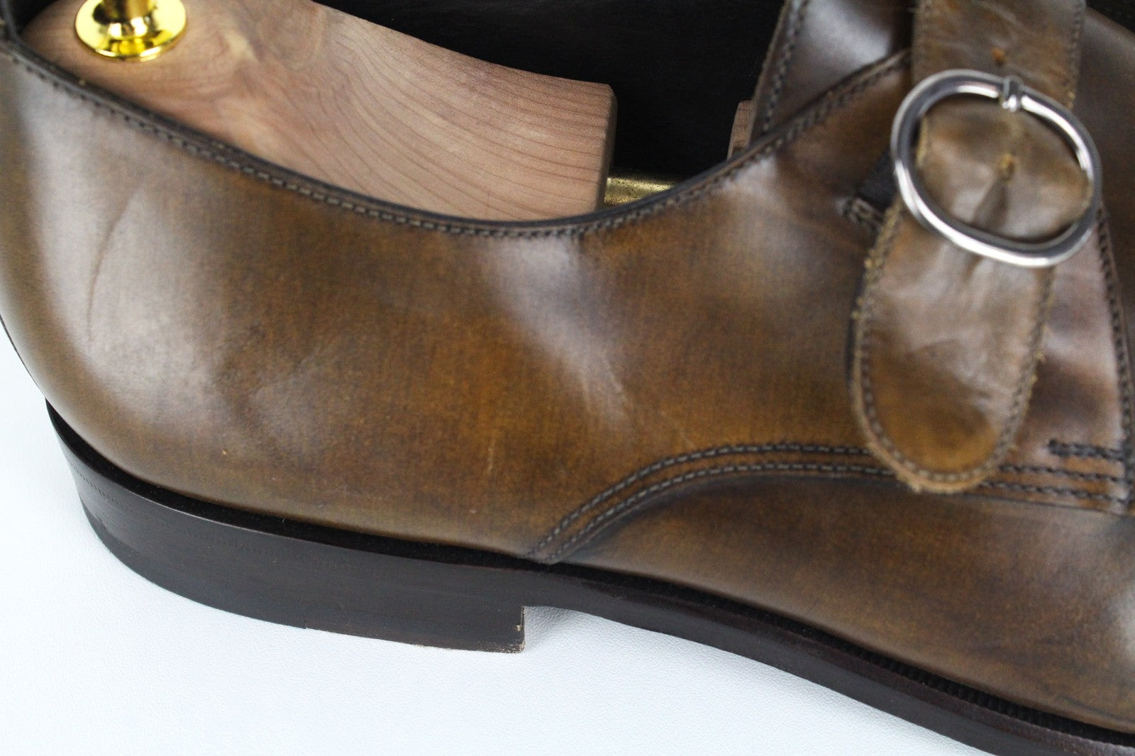 SUITSUPPLY Men Formal Shoes EU43 Brown Genuine Leather Buckled Low-Top