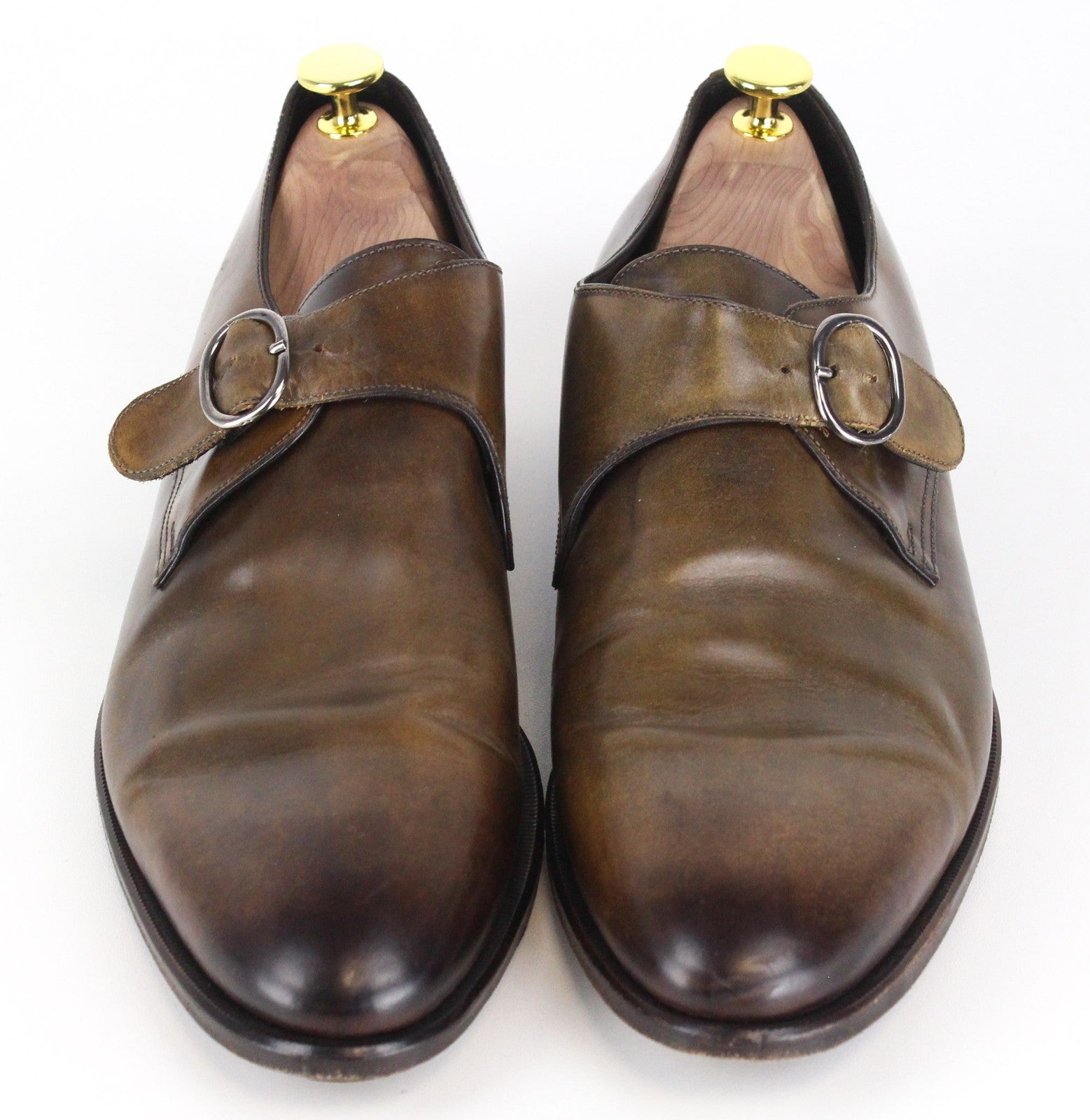 SUITSUPPLY Men Formal Shoes EU43 Brown Genuine Leather Buckled Low-Top