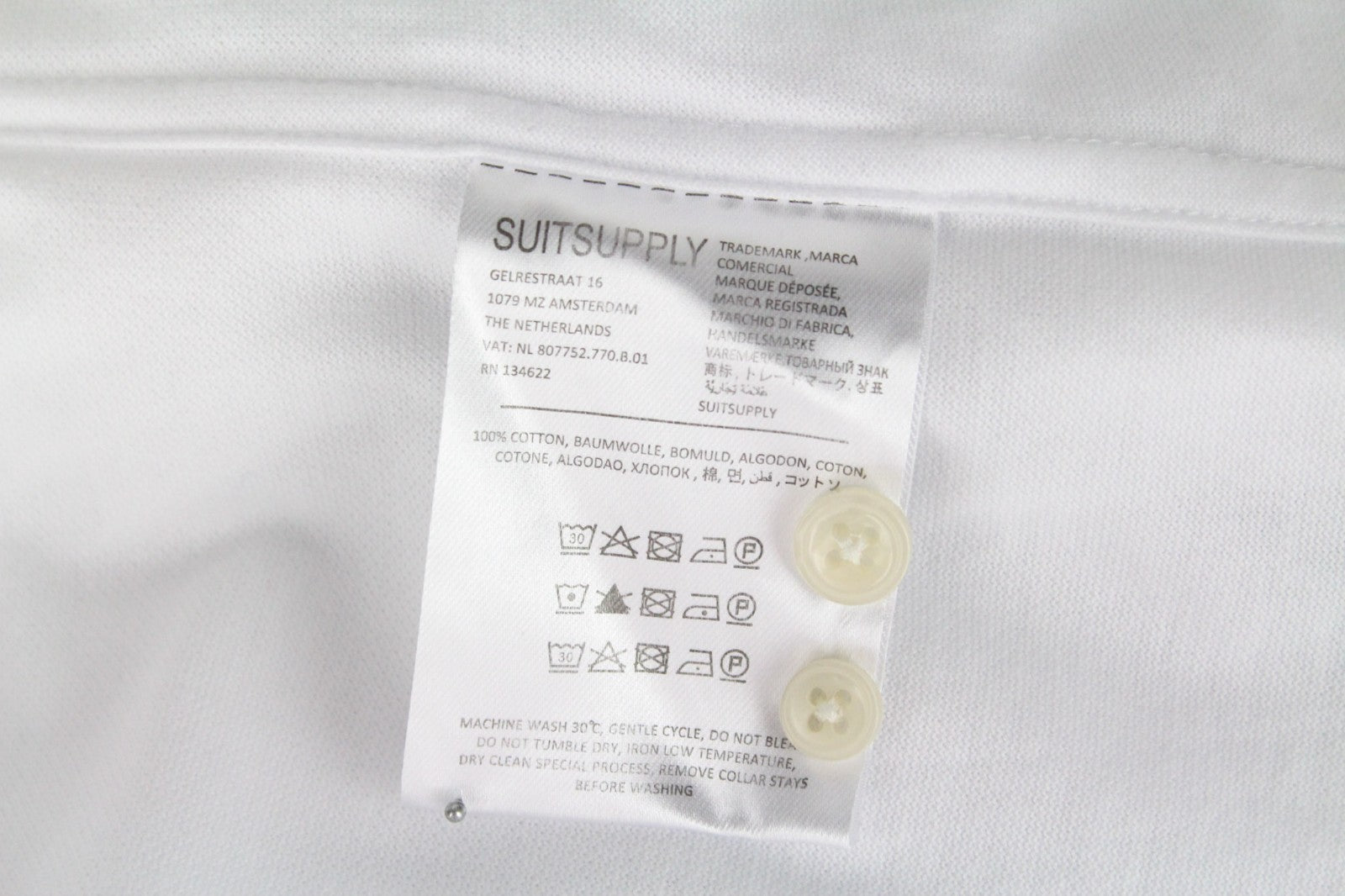 SUITSUPPLY Men Shirt 37/ 14 1/2/38/ 15 White Extra Slim Formal Pure Cotton Polo