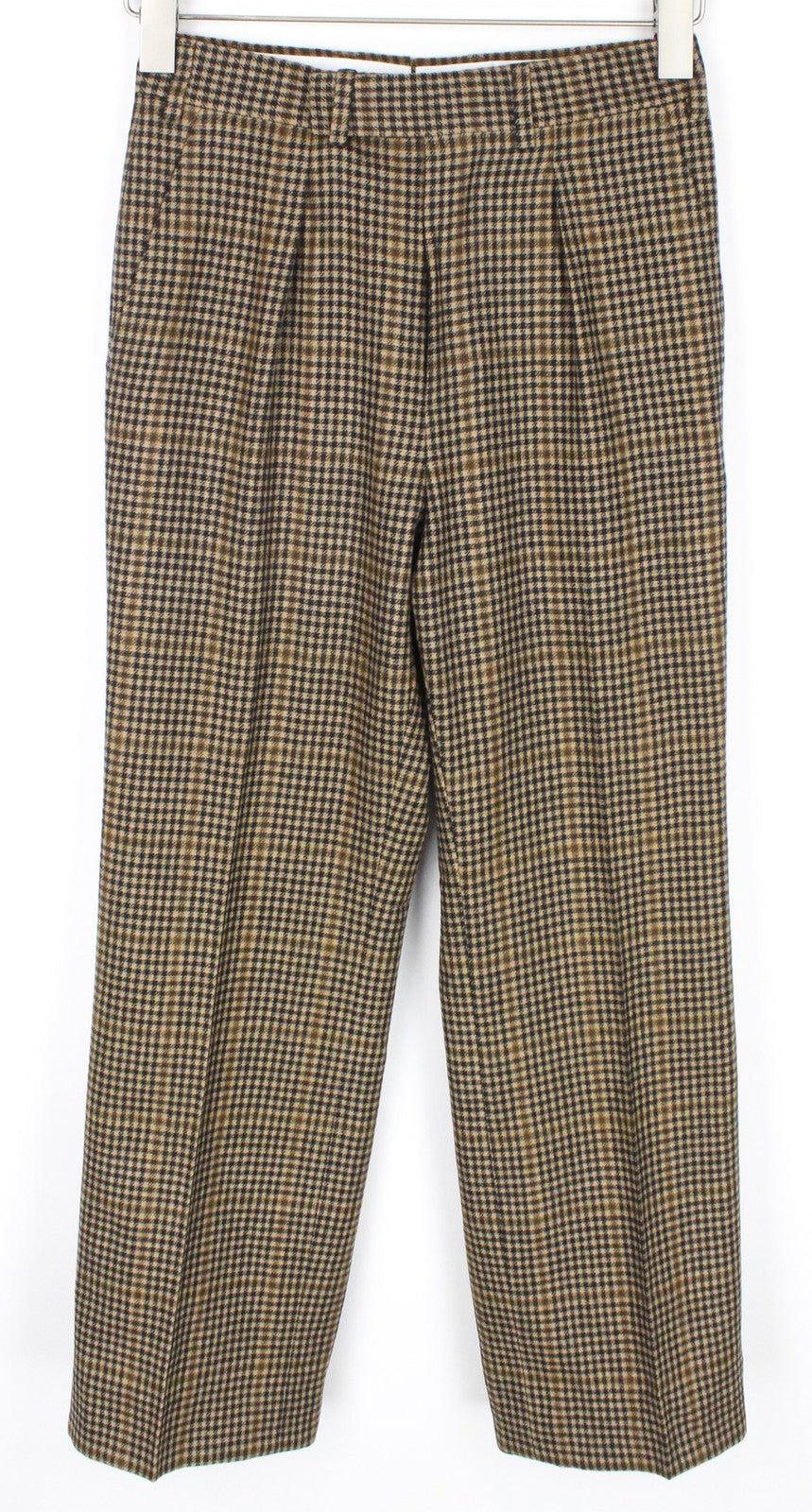 SUITSUPPLY Brescia Men Trousers UK24R Wool Cashmere Brown Houndstooth Check Slim