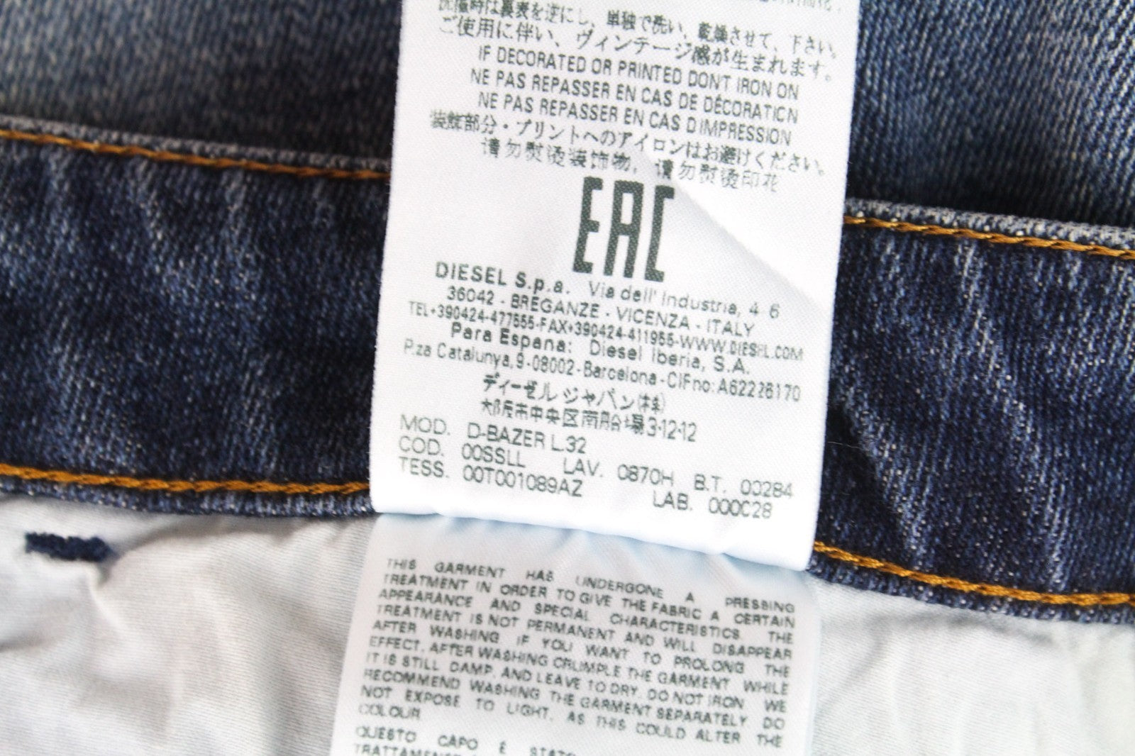 DIESEL D-Bazer 0870H Men Jeans W27/L32 Distress Blue Boys Taper Stretch Buttoned