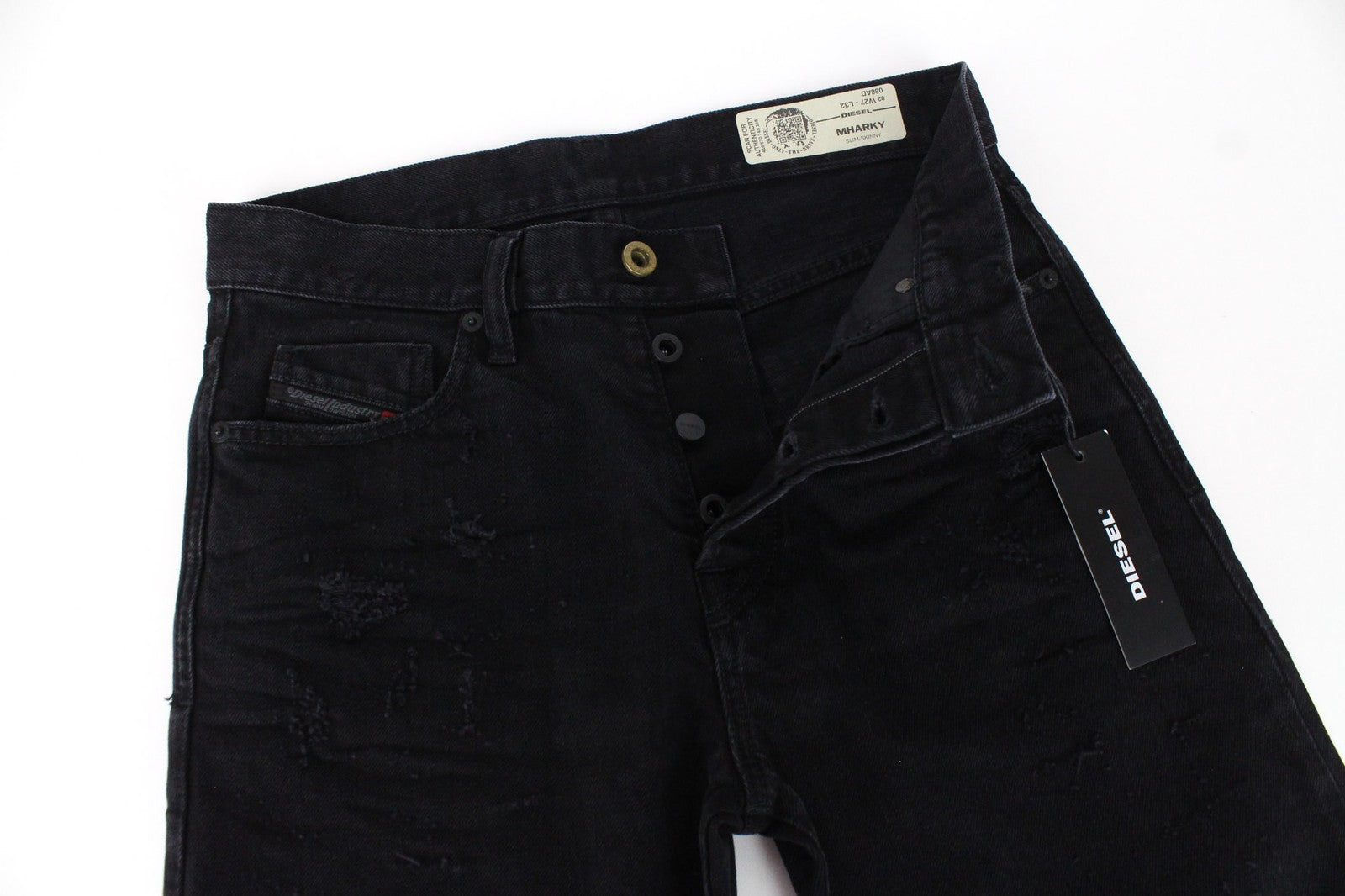 DIESEL Mharky 088AD Men Jeans W27/L32 Non-Stretch Black Boys Slim Skinny Fit