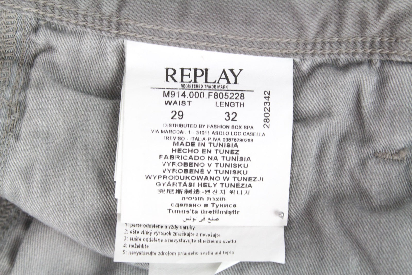 REPLAY Anbass Men Jeans W29/L32 Mid Grey Slim Fit Cotton Mix Stretch Zip-Fly
