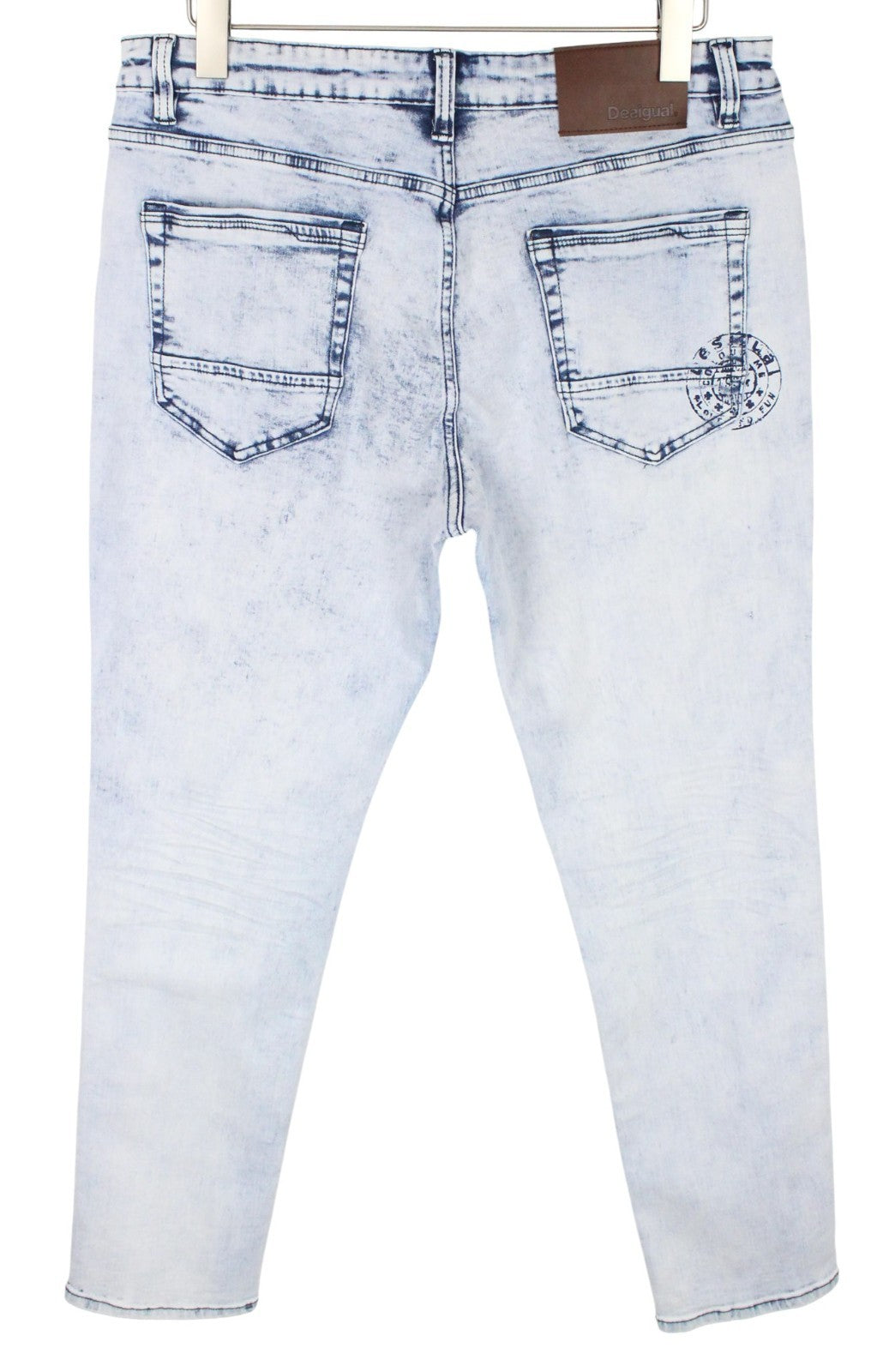 DESIGUAL Ares Men Jeans W34 Light Blue Slim Fit Jogg Sweat Cotton Mix Stretch