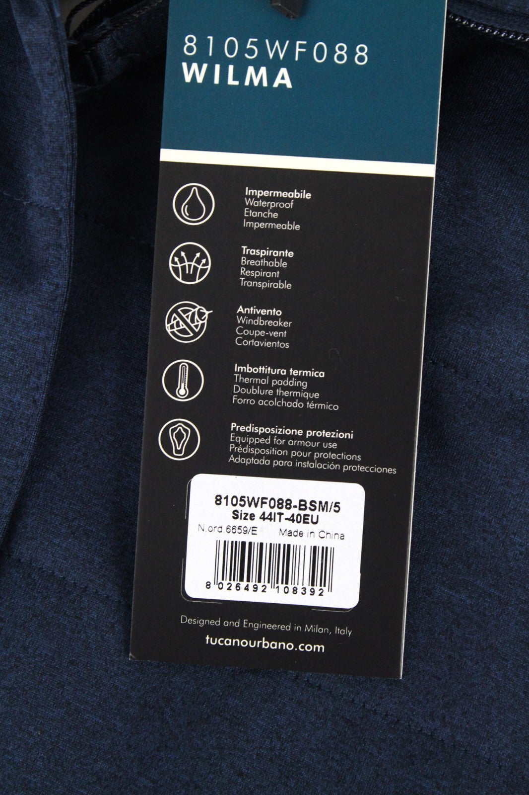 TUCANO URBANO Wilma Women Jacket EU40 L Blue Motorcycle Waterproof Windbreaker