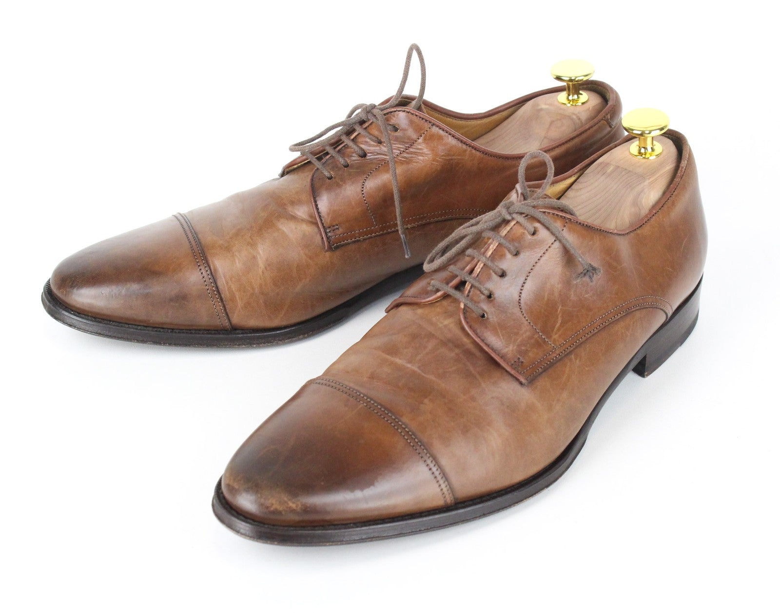 SUITSUPPLY Men Formal Shoes EU42 Mid Brown Pure Calfskin Blake-Stitched Oxford