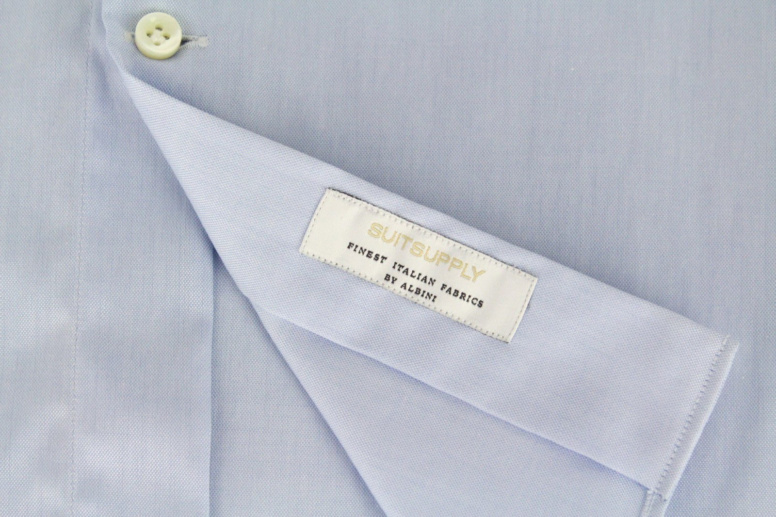 SUITSUPPLY Men Shirt 47L/18 1/2L Extra Slim Blue Pure Cotton Cutaway Classic