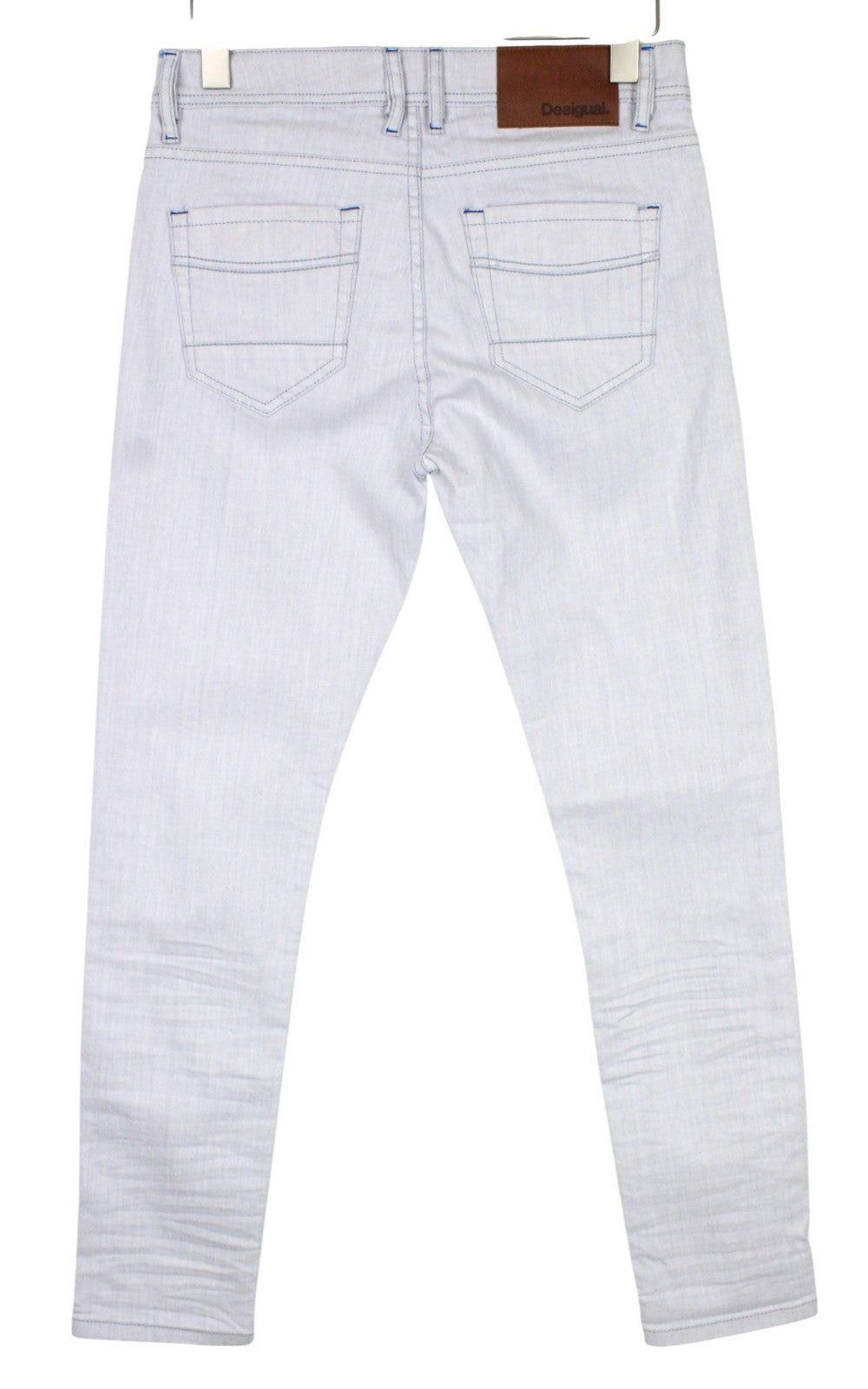 DESIGUAL Lucas Men Jeans W28 Slim Fit Cotton Stretch Washed Light Blue Denim