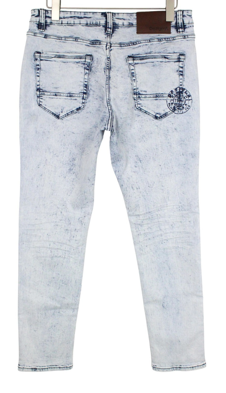 DESIGUAL Ares Men Jeans W32 Jogger Cotton Blend Stretch Wash Blue Drawstrings