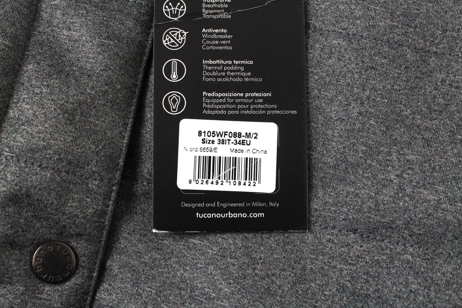TUCANO URBANO Wilma Women Jacket EU34 XS Grey Thermal Padded Single-Breasted