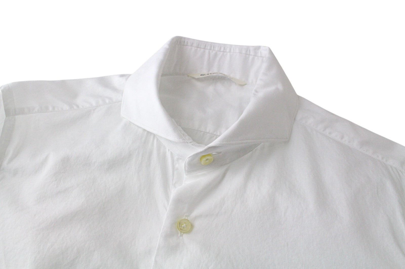 SUITSUPPLY Men Shirt XS Slim White Pure Cotton Cutaway Collared Twill Formal