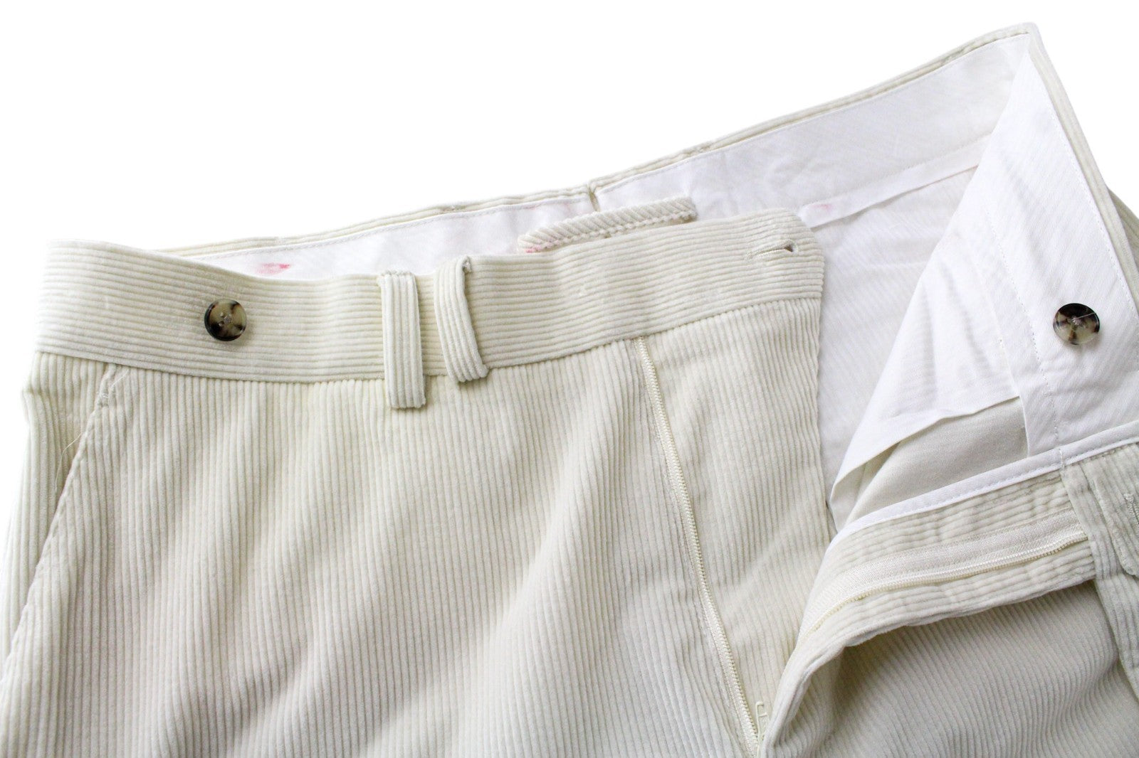 SUITSUPPLY Blake Men Trousers UK32R W32 Off-White Beige Cotton Corduroy Cargo