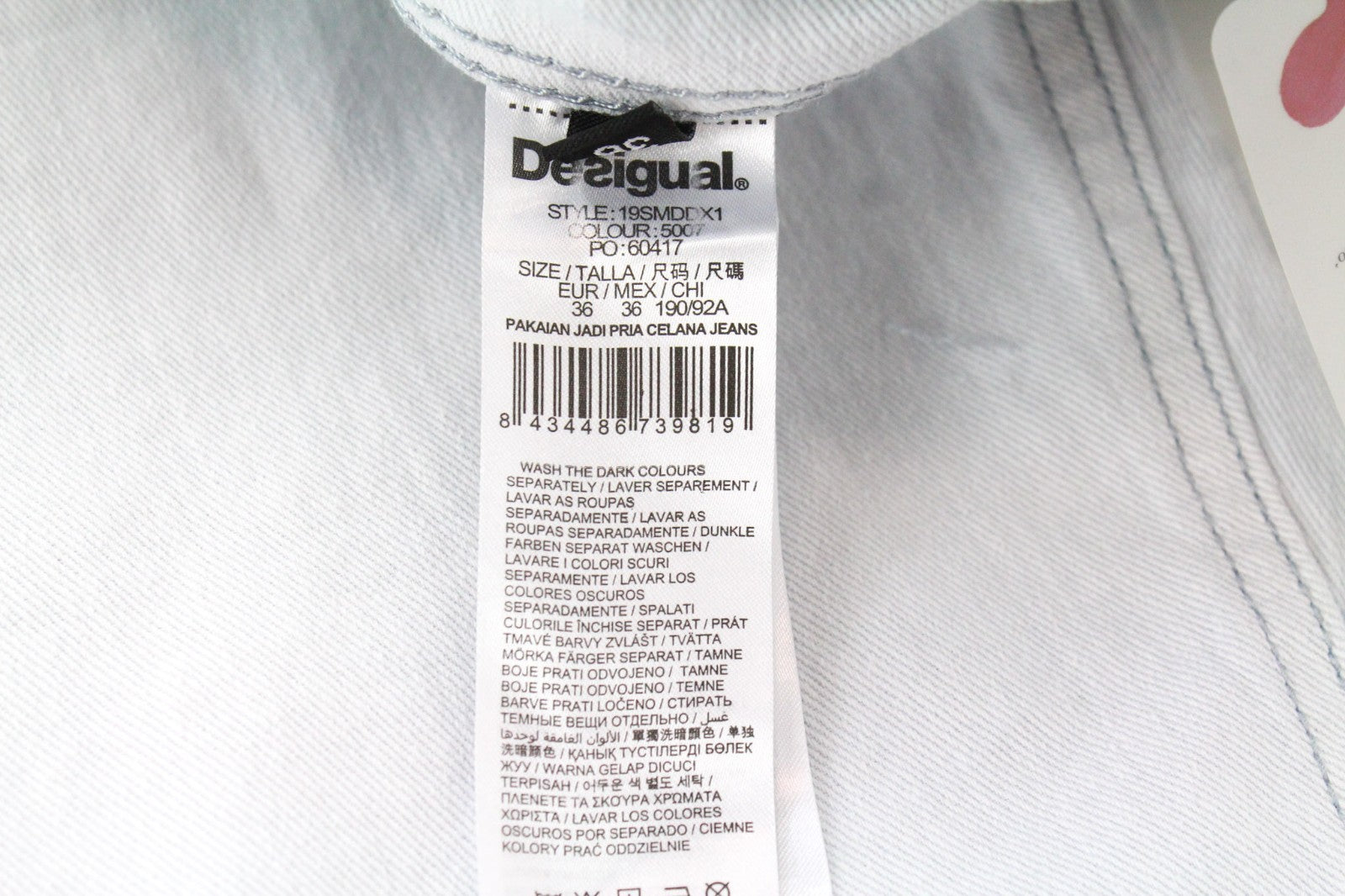 DESIGUAL Pablo Men Shorts W36 Light Blue Cotton Stretch 5-Pocket Denim