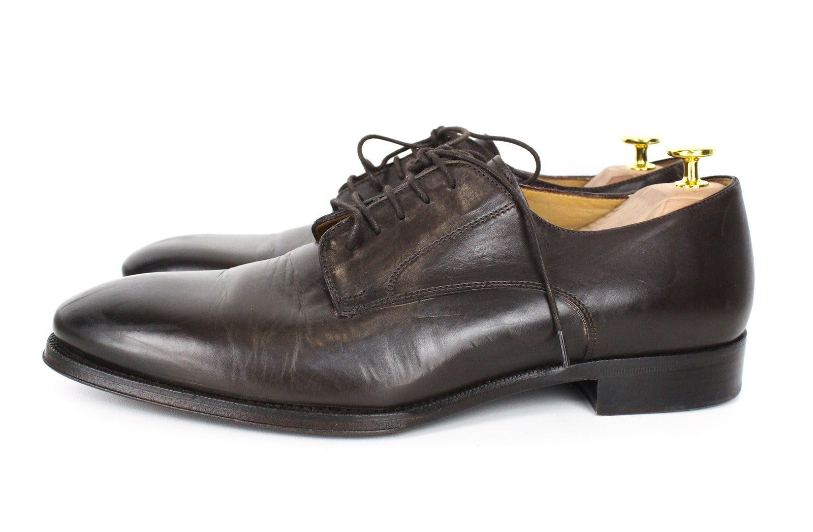 SUITSUPPLY Men Formal Shoes EU44.5 Brown Genuine Leather Laced Low-Top Classic