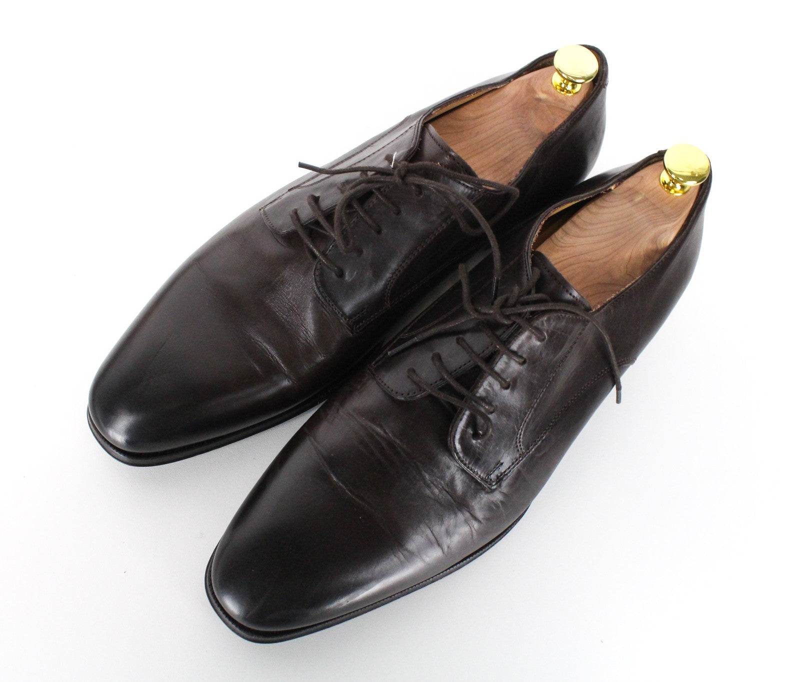 SUITSUPPLY Men Formal Shoes EU44.5 Brown Genuine Leather Laced Low-Top Classic