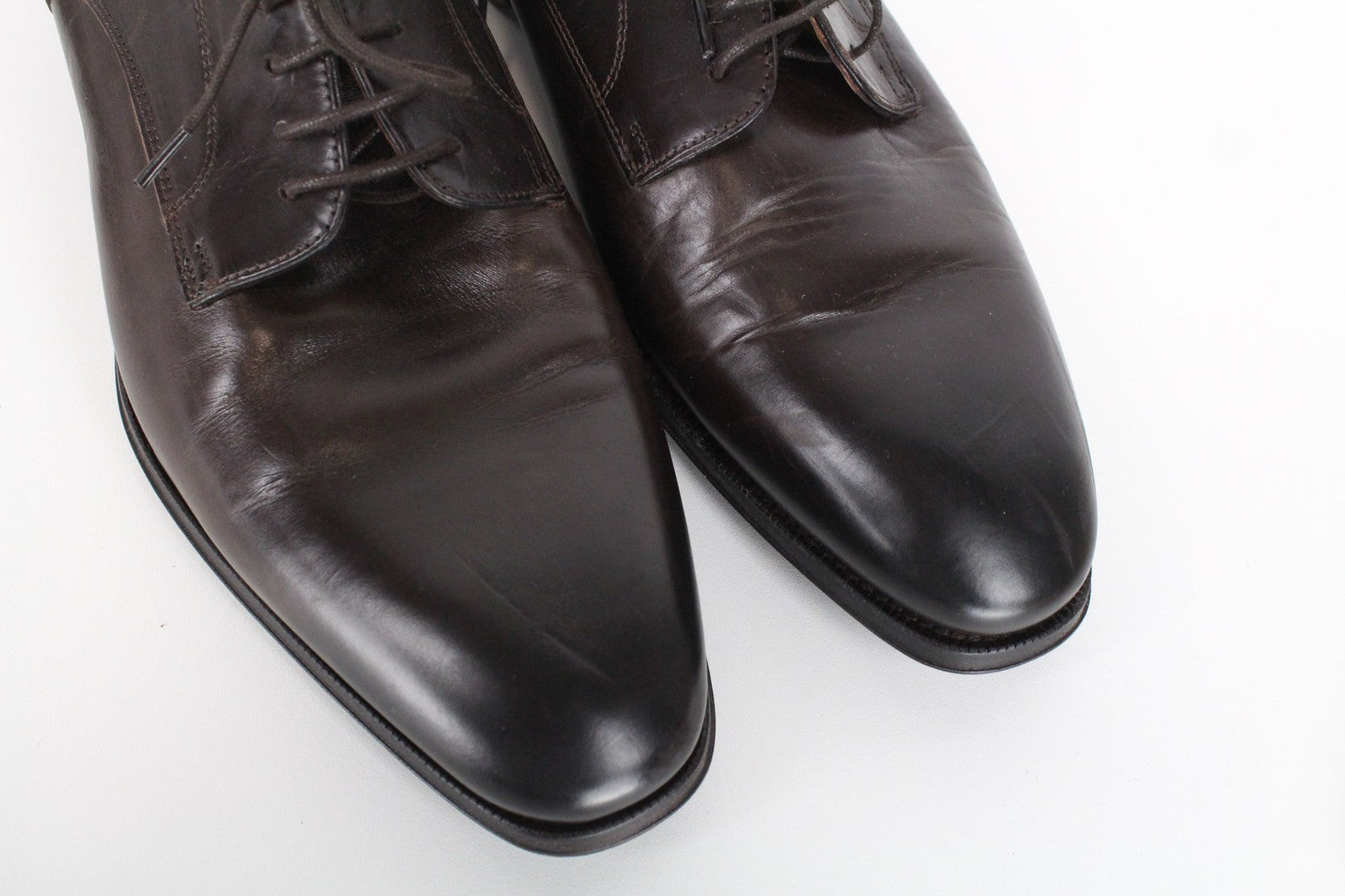 SUITSUPPLY Men Formal Shoes EU44.5 Brown Genuine Leather Laced Low-Top Classic