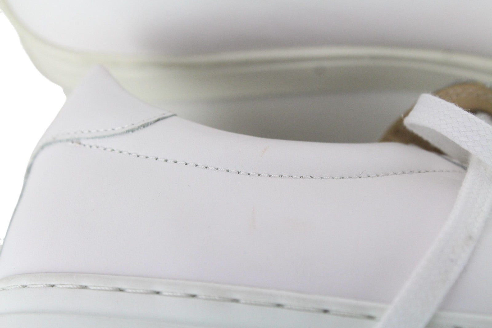 SUITSUPPLY Men Trainers EU42 White Genuine Leather Laced Low-Top Sneakers