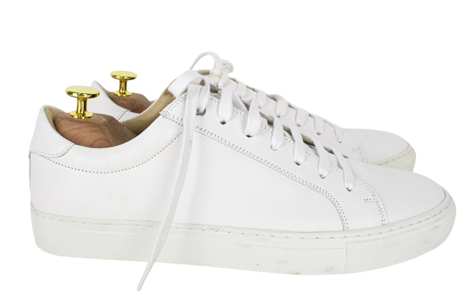 SUITSUPPLY Men Trainers EU42 White Genuine Leather Laced Low-Top Sneakers