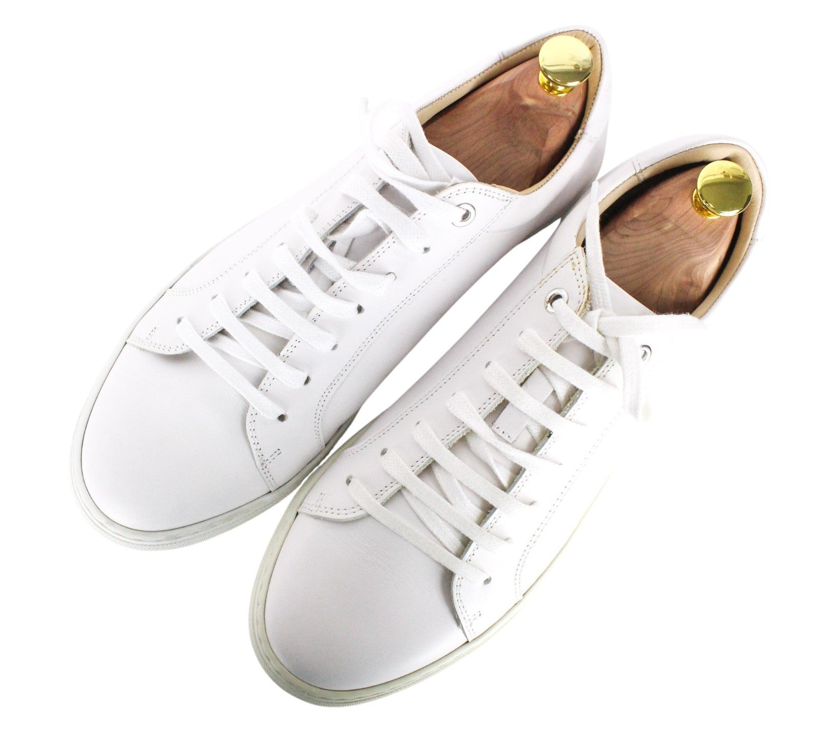 SUITSUPPLY Men Trainers EU42 White Genuine Leather Laced Low-Top Sneakers