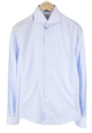 SUITSUPPLY Men Shirt 38L/15L Extra Slim Blue Pure Cotton Striped Long Sleeved