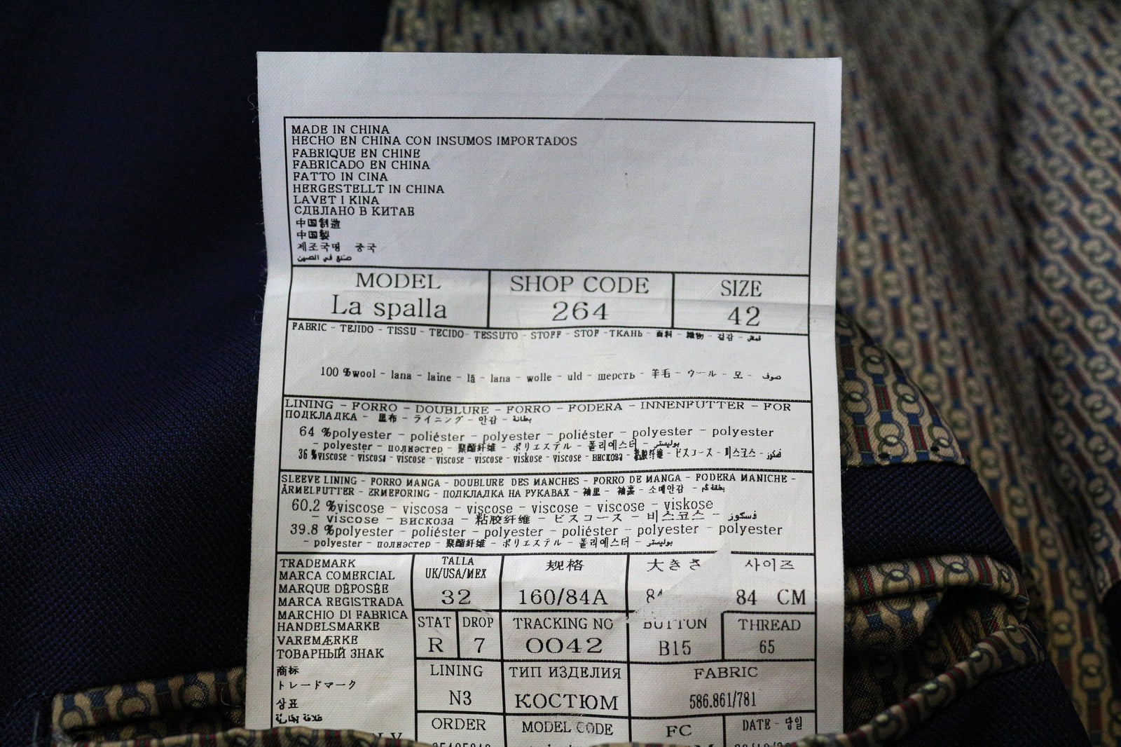 SUITSUPPLY La Spalla Men's Suit UK32R Blue Wool 2Pc Double-Breasted