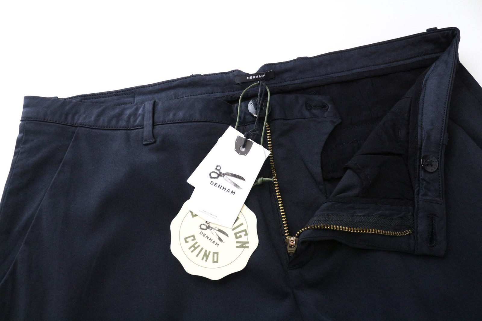 DENHAM Ocean moteriškos tamsiai mėlynos chino kelnės M dydžio, aptemptos, morkų kirpimo, tamprios 