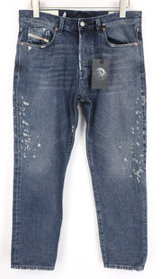 DIESEL Mharky 0870B vyriški džinsai W32/L30 mėlyni medvilniniai Slim-Skinny skalbti 